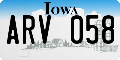 IA license plate ARV058