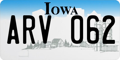 IA license plate ARV062