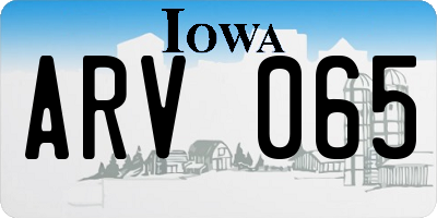 IA license plate ARV065