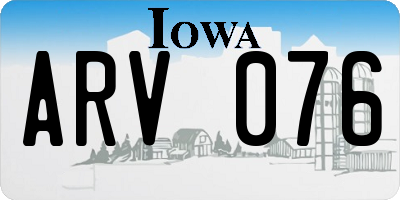 IA license plate ARV076