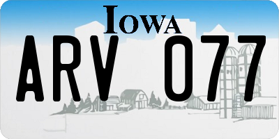 IA license plate ARV077