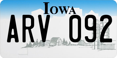 IA license plate ARV092