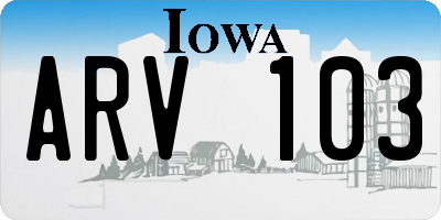 IA license plate ARV103