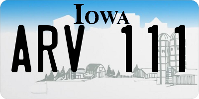 IA license plate ARV111