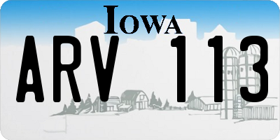 IA license plate ARV113