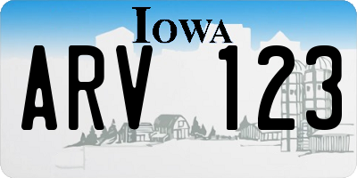 IA license plate ARV123