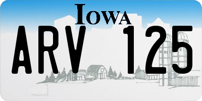 IA license plate ARV125