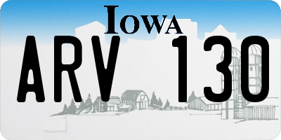 IA license plate ARV130
