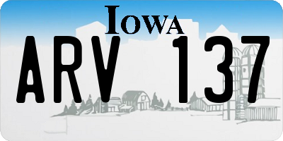 IA license plate ARV137