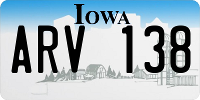 IA license plate ARV138