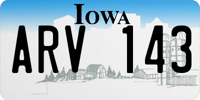 IA license plate ARV143