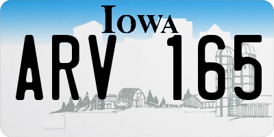 IA license plate ARV165