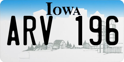 IA license plate ARV196
