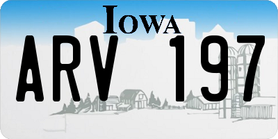 IA license plate ARV197