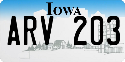 IA license plate ARV203