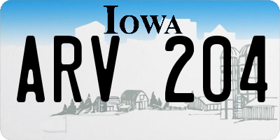 IA license plate ARV204