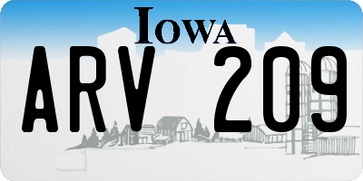 IA license plate ARV209