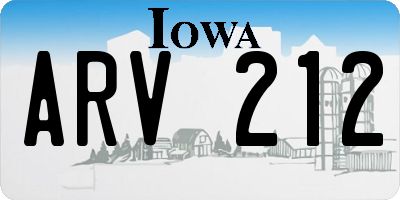 IA license plate ARV212