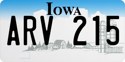 IA license plate ARV215