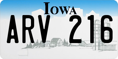 IA license plate ARV216