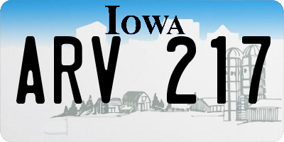 IA license plate ARV217