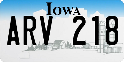 IA license plate ARV218