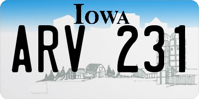 IA license plate ARV231