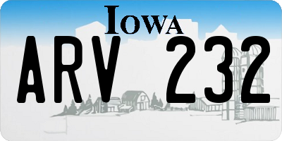 IA license plate ARV232