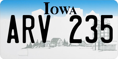 IA license plate ARV235