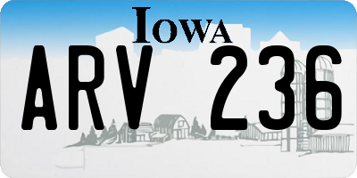 IA license plate ARV236