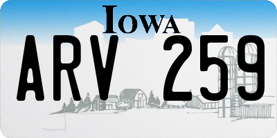 IA license plate ARV259