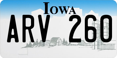 IA license plate ARV260
