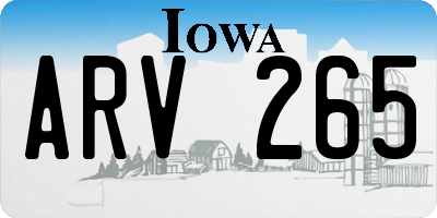 IA license plate ARV265