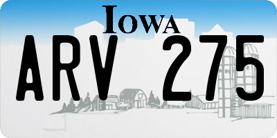 IA license plate ARV275