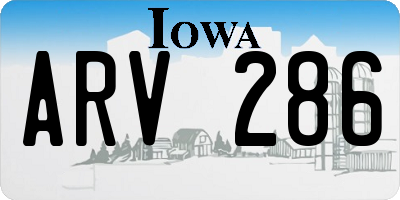 IA license plate ARV286