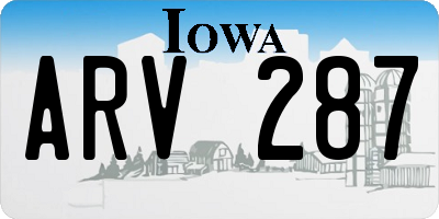 IA license plate ARV287