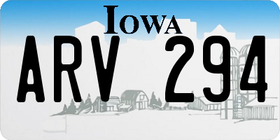 IA license plate ARV294