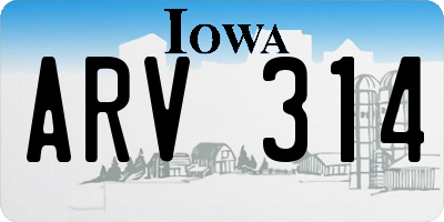 IA license plate ARV314