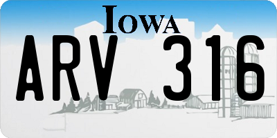 IA license plate ARV316