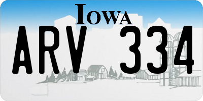 IA license plate ARV334