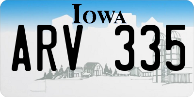 IA license plate ARV335