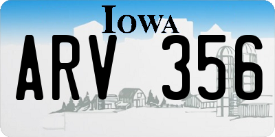 IA license plate ARV356