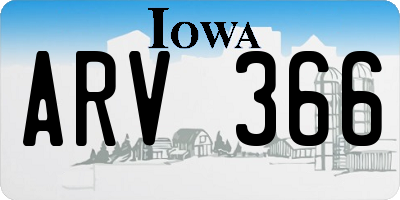 IA license plate ARV366