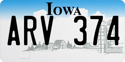 IA license plate ARV374