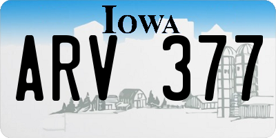 IA license plate ARV377
