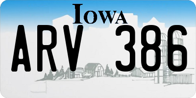 IA license plate ARV386