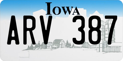 IA license plate ARV387