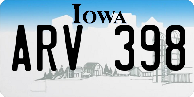 IA license plate ARV398