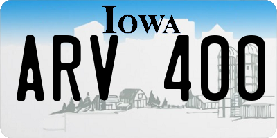 IA license plate ARV400