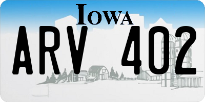 IA license plate ARV402